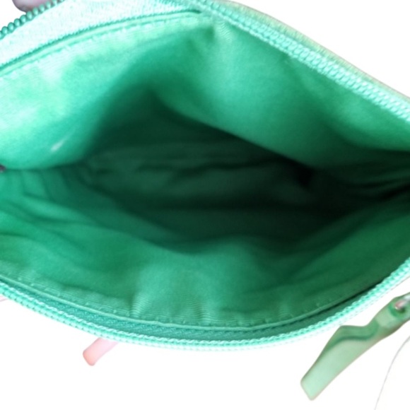 Coach Crossbody Bag Nylon Sateen Suede Tassel Zipper Pull Green Coach No tag GUC - Picture 6 of 16